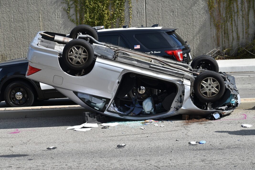 accident vehicle flipped on highway following accident