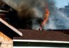 Gas Explosion Destroys House, Damages Another on Walker Drive in Northeast Albuquerque house on fire
